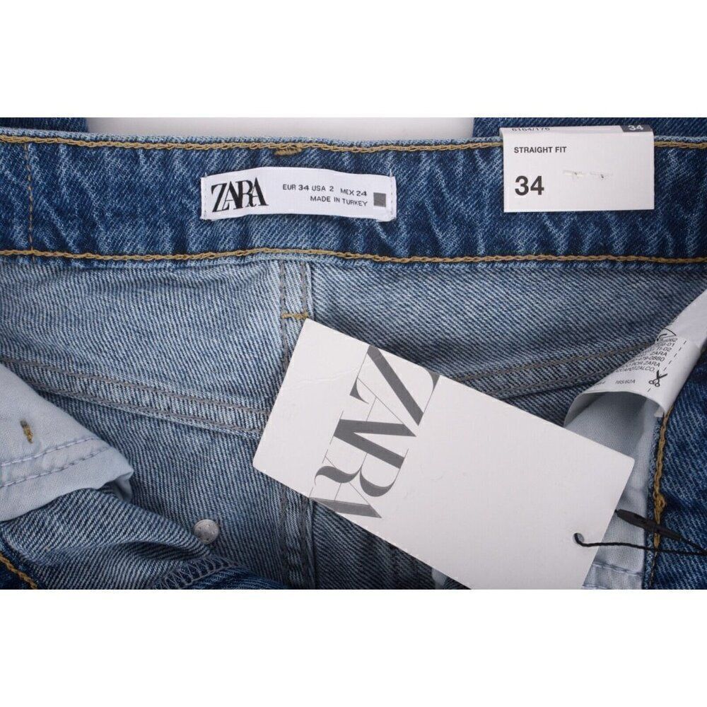 Zara Womens Jeans Denim Blue High Rise Straight Ankle US 2 EU 34 6164/176 NWT - Picture 7 of 7